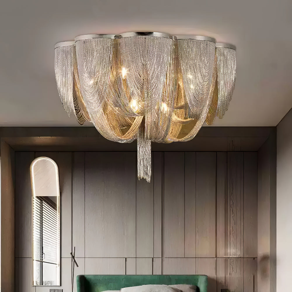 Silver Chain Tassel Ceiling Light - Vakkerlight