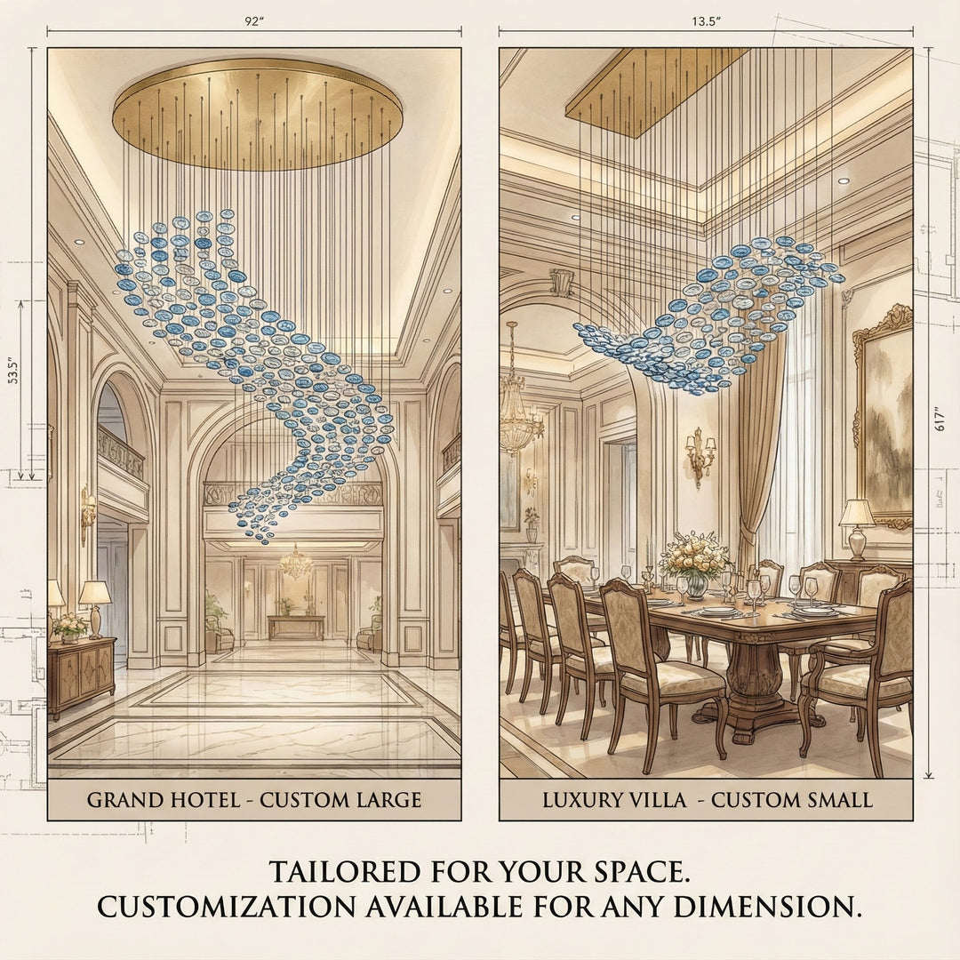 The Flying Surge LED Chandelier | Custom Size & Made - to - Order Lighting for Luxury Homes & Commercial Spaces - Vakkerlight