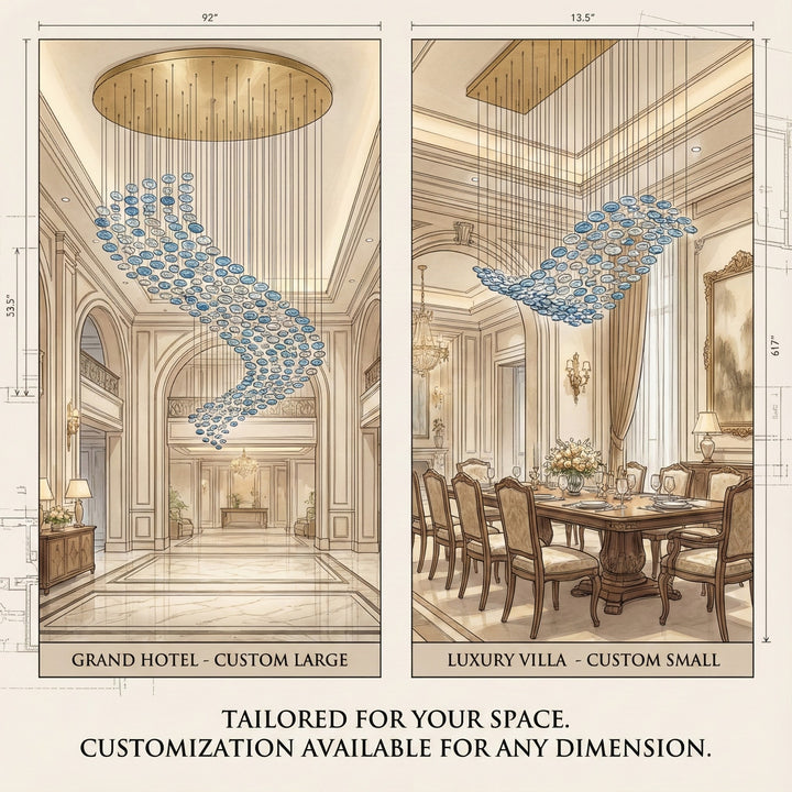 The Flying Surge LED Chandelier | Custom Size & Made - to - Order Lighting for Luxury Homes & Commercial Spaces - Vakkerlight