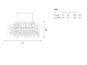 Dandelion Chandelier dimensions — Plans cotés 1