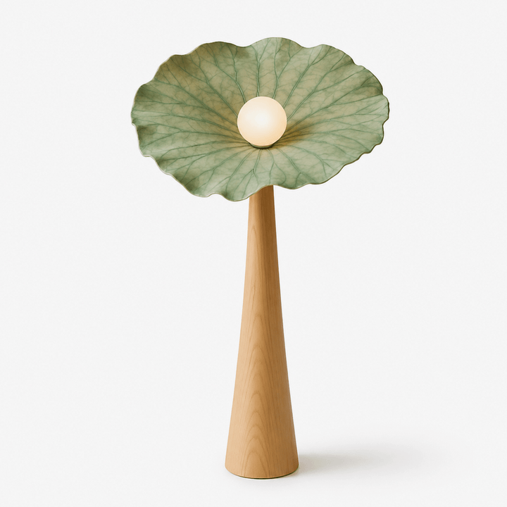 Lotus Veil Woodgrain Floor Lamp - Vakkerlight