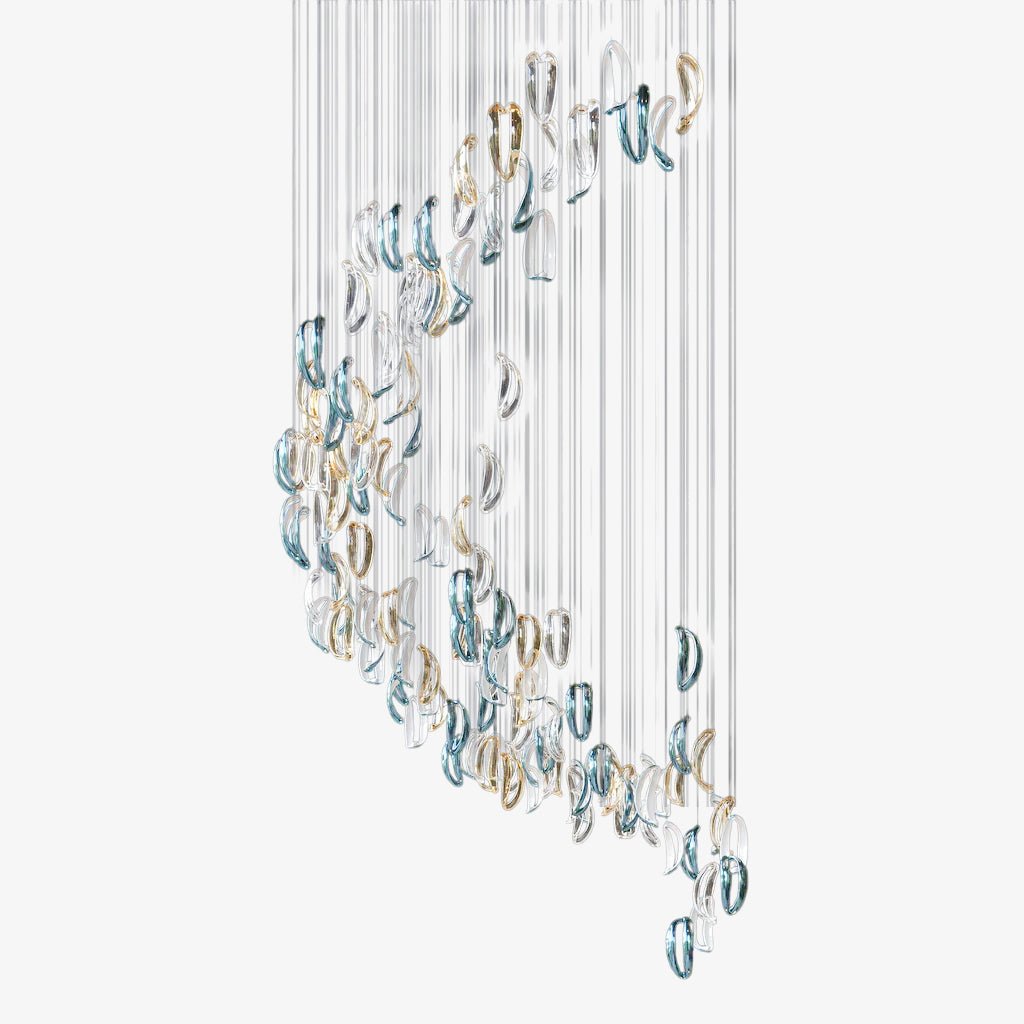 Aqua Ripple Glass Art Customize Chandelier - Vakkerlight