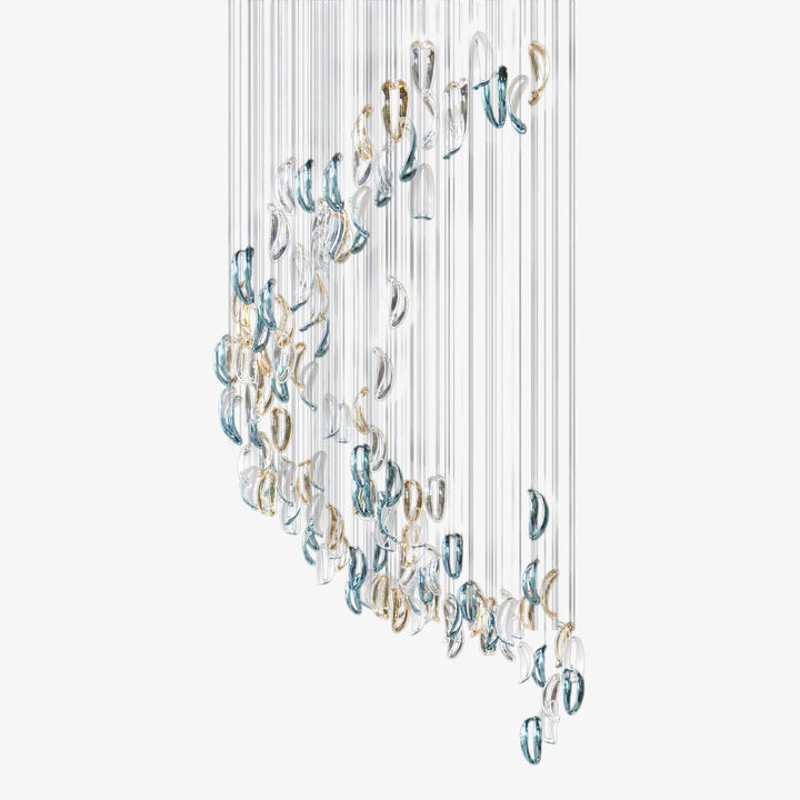 Aqua Ripple Glass Art Customize Chandelier - Vakkerlight