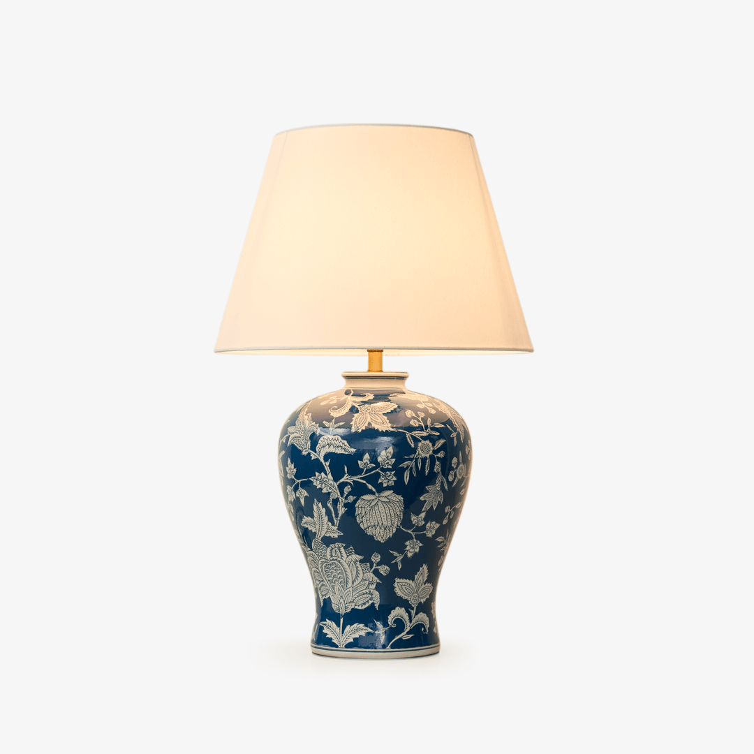 Indigo Floral Vine Ceramic Table Lamp - Vakkerlight
