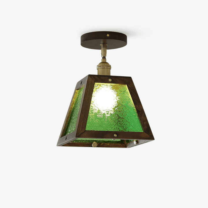 Green Patterned Glass Ceiling Light - Vakkerlight