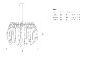 Feather Pendant Lamp dimensions — Dimension drawings 1