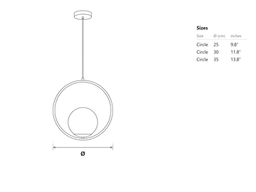 Mila Pendant Lamp dimensions (circle) — Plans cotés 1