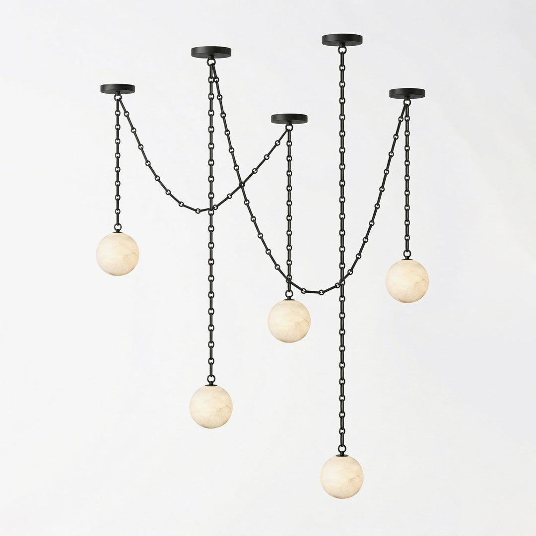 ndustrial Alabaster Orb Chain Chandelier - Vakkerlight