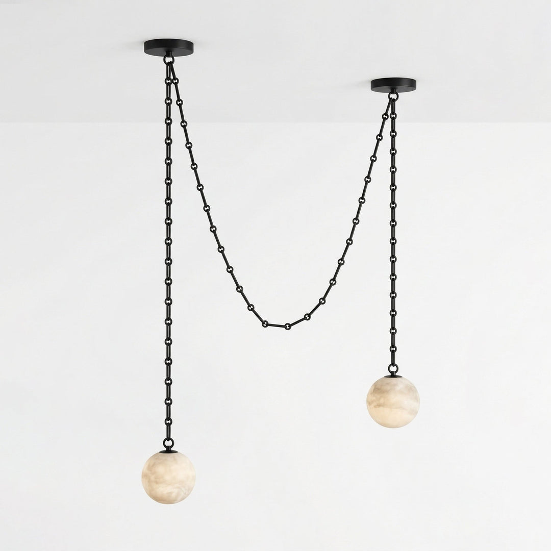 ndustrial Alabaster Orb Chain Chandelier - Vakkerlight