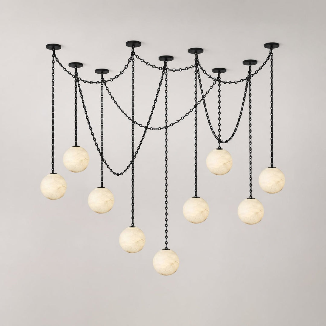 ndustrial Alabaster Orb Chain Chandelier - Vakkerlight