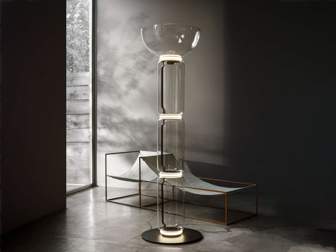 Bamboo Glass Floor Lamp