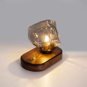 Tischlampe aus Eissteinglas