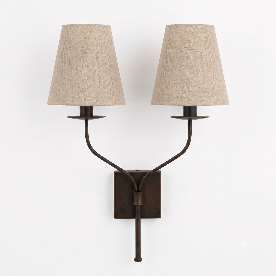 Lysenne Double Arm Fabric Wall Sconce - Vakkerlight