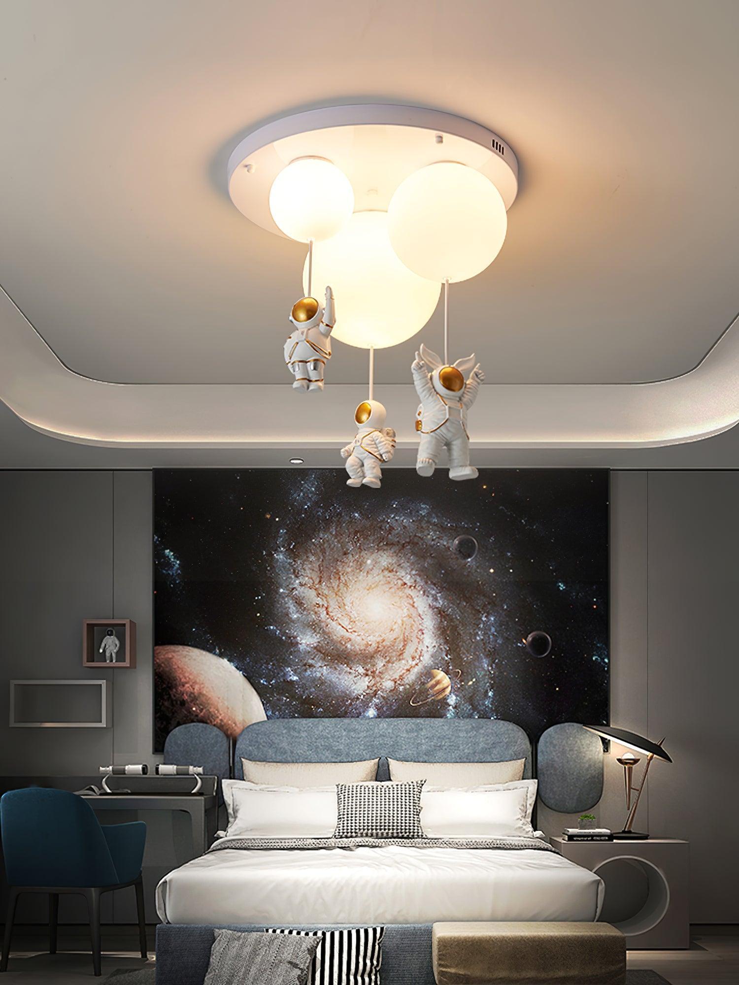 Balloon and Astronaut Ceiling Lamp Kids Acrylic 1 Head Bedroom Pendant  Lighting Fixture - Clearhalo