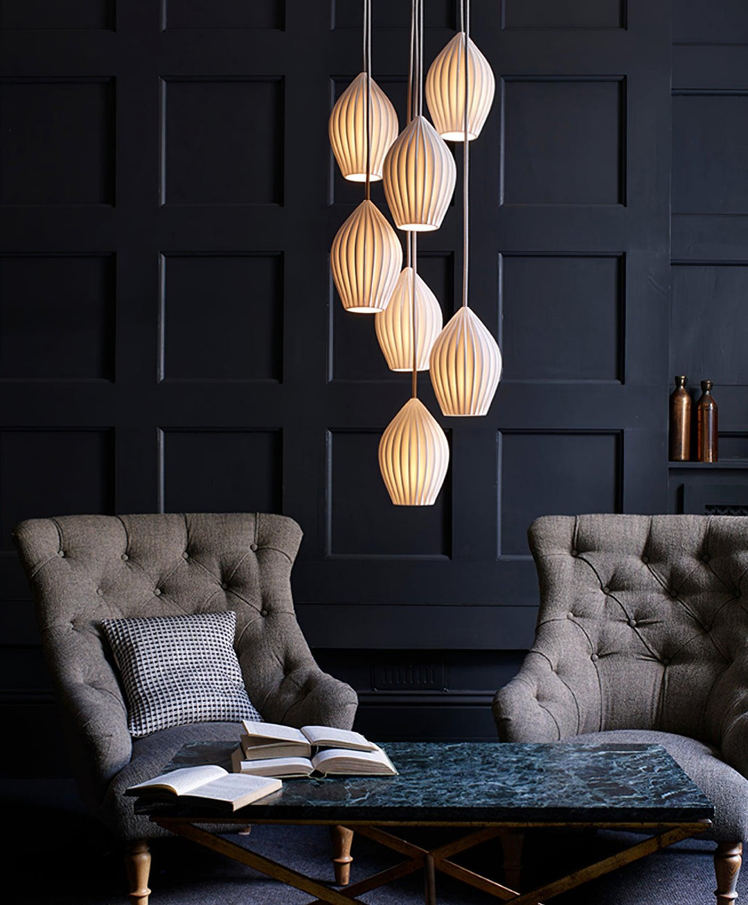 Ceramic Ribbed Pendant light - Vakkerlight