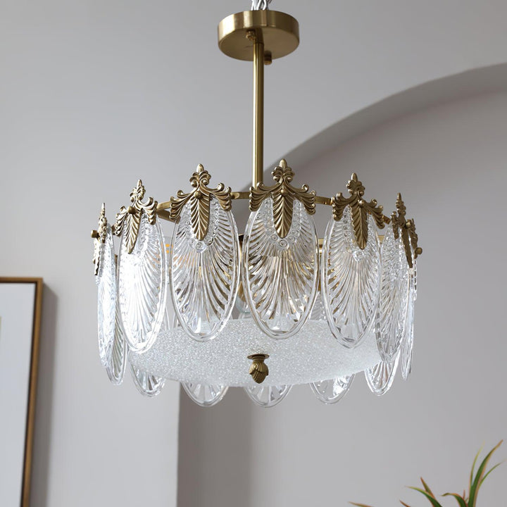 Decorative Pattern Glass Round Chandelier - Vakkerlight