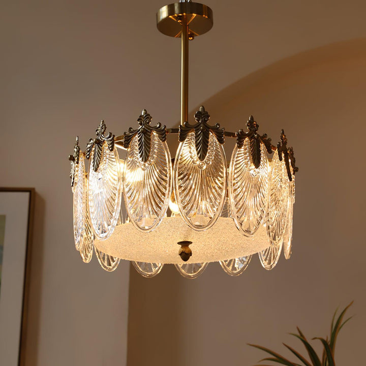 Decorative Pattern Glass Round Chandelier - Vakkerlight