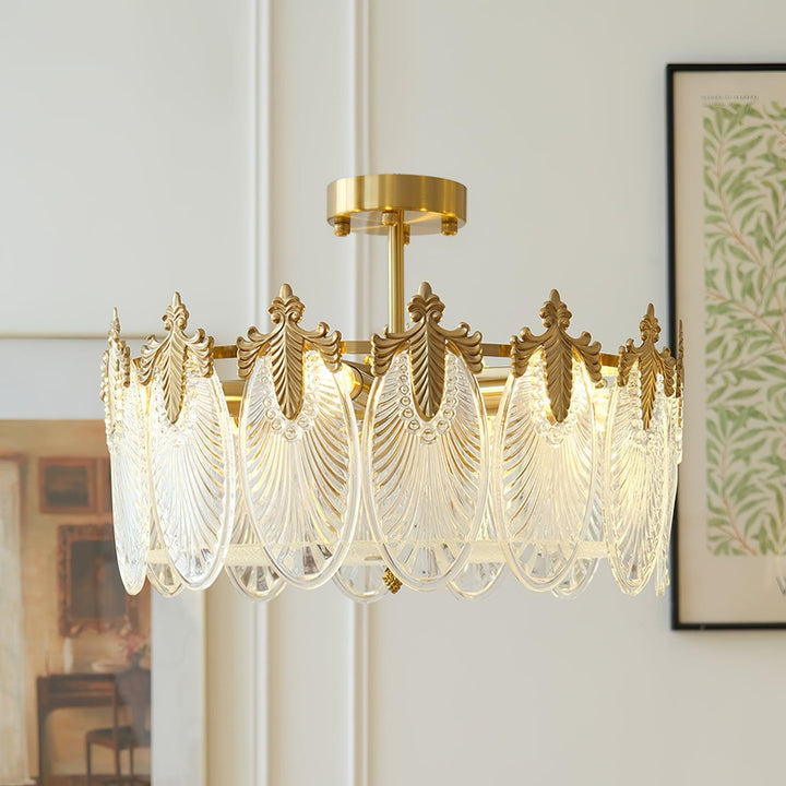 Decorative Pattern Glass Round Chandelier - Vakkerlight