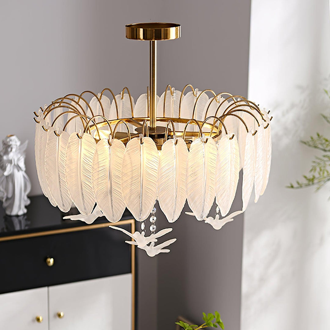 Glass Feather Ceiling Light - Vakkerlight