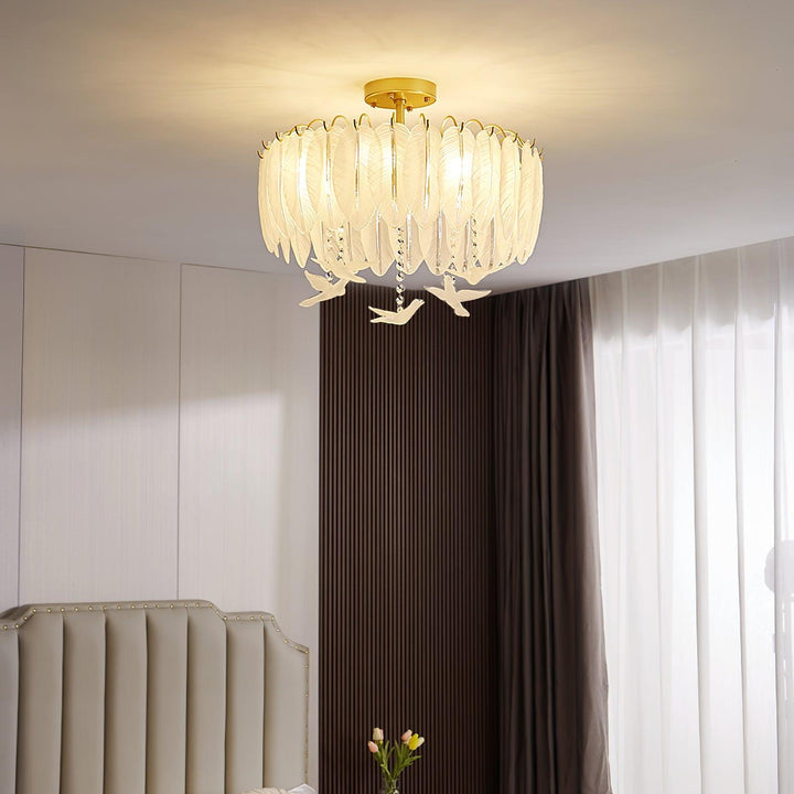 Glass Feather Ceiling Light - Vakkerlight