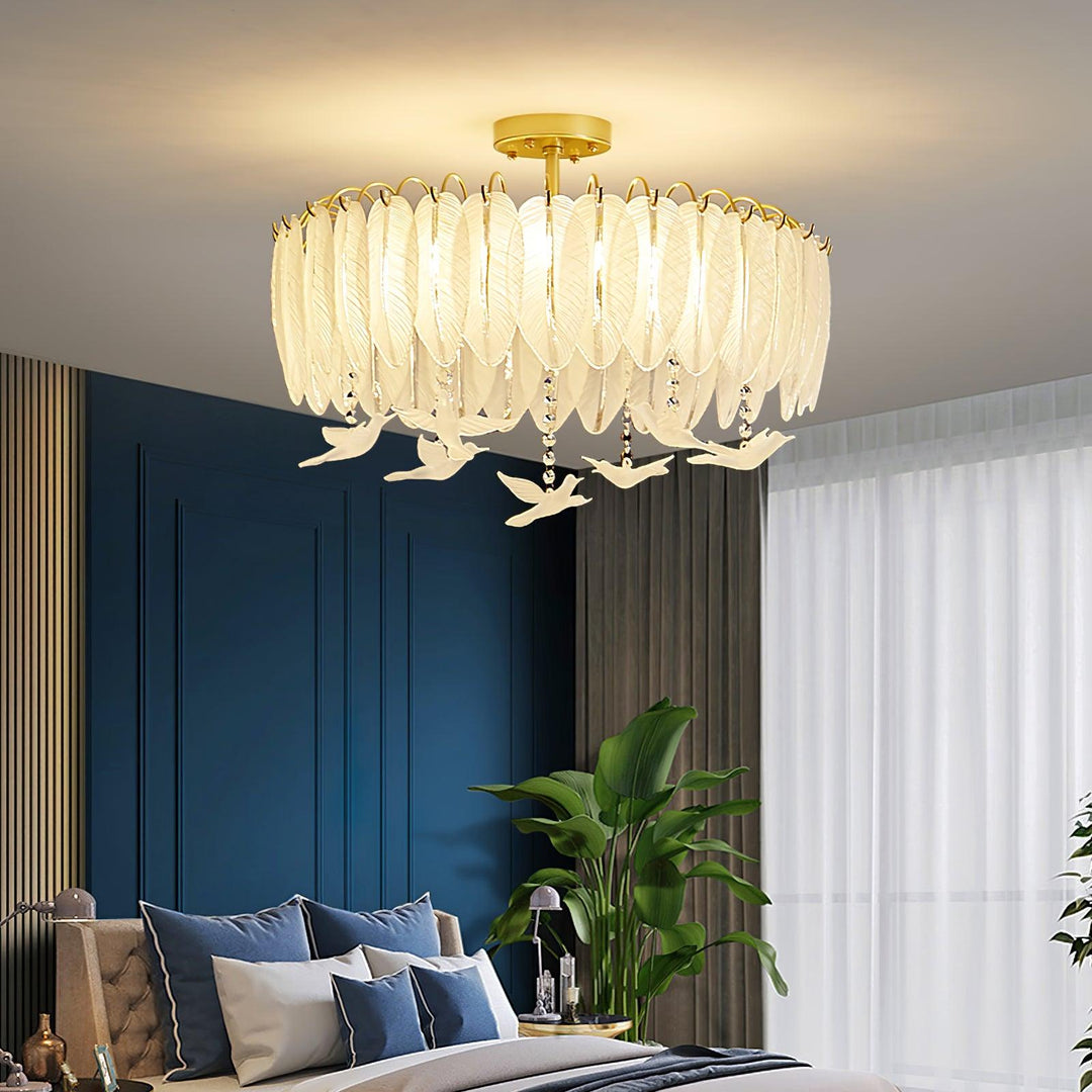 Glass Feather Ceiling Light - Vakkerlight