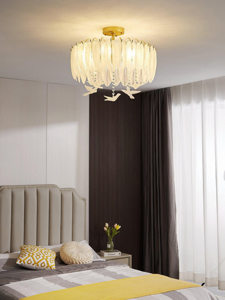 Glass Feather Ceiling Light - Vakkerlight