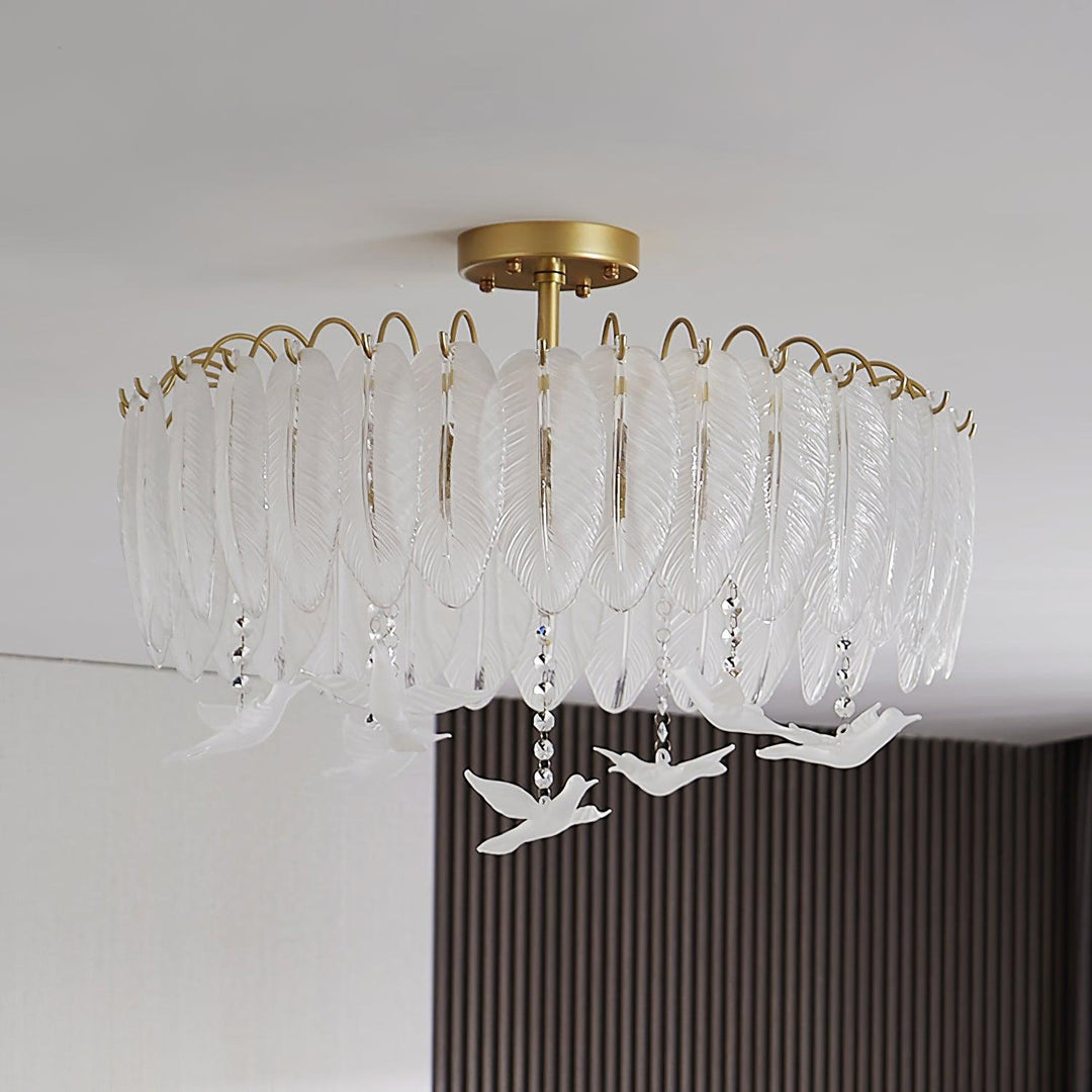 Glass Feather Ceiling Light - Vakkerlight