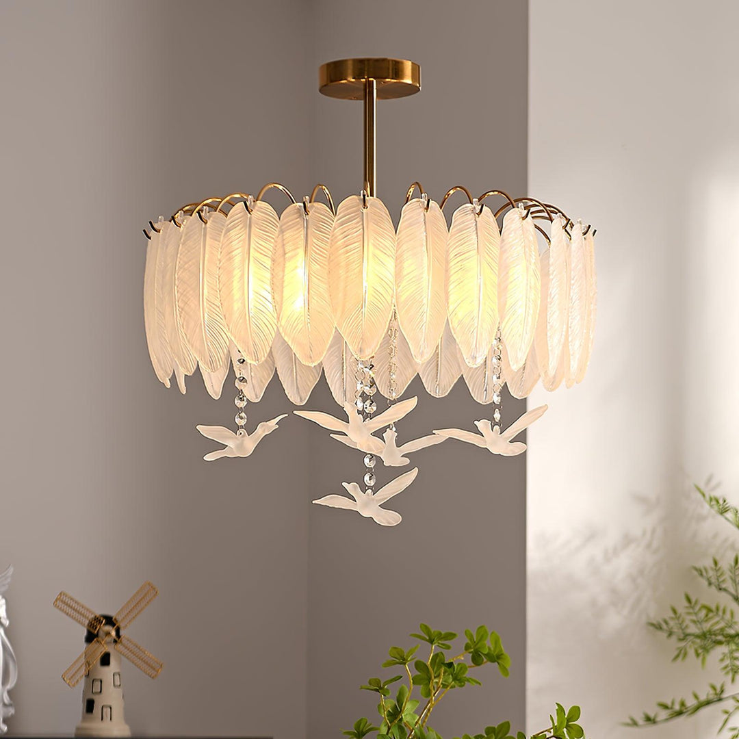 Glass Feather Ceiling Light - Vakkerlight