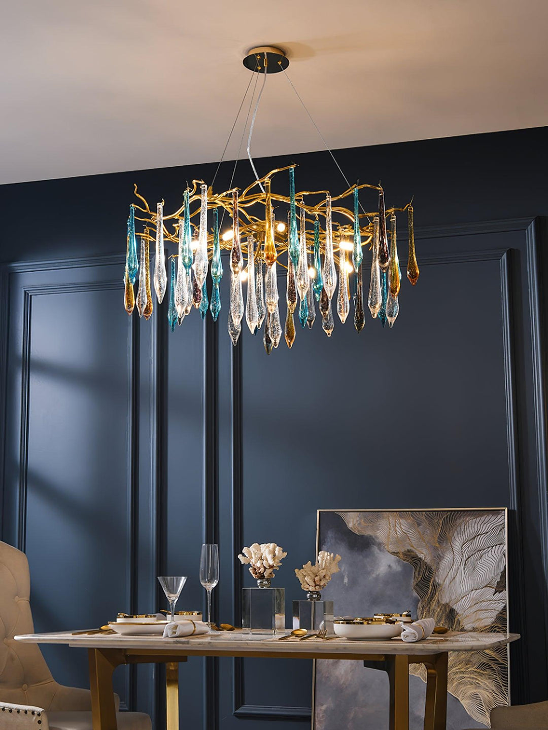Gold Round Teardrop Chandelier - Vakkerlight