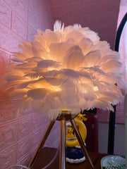 Lampe de table en plumes d'oie