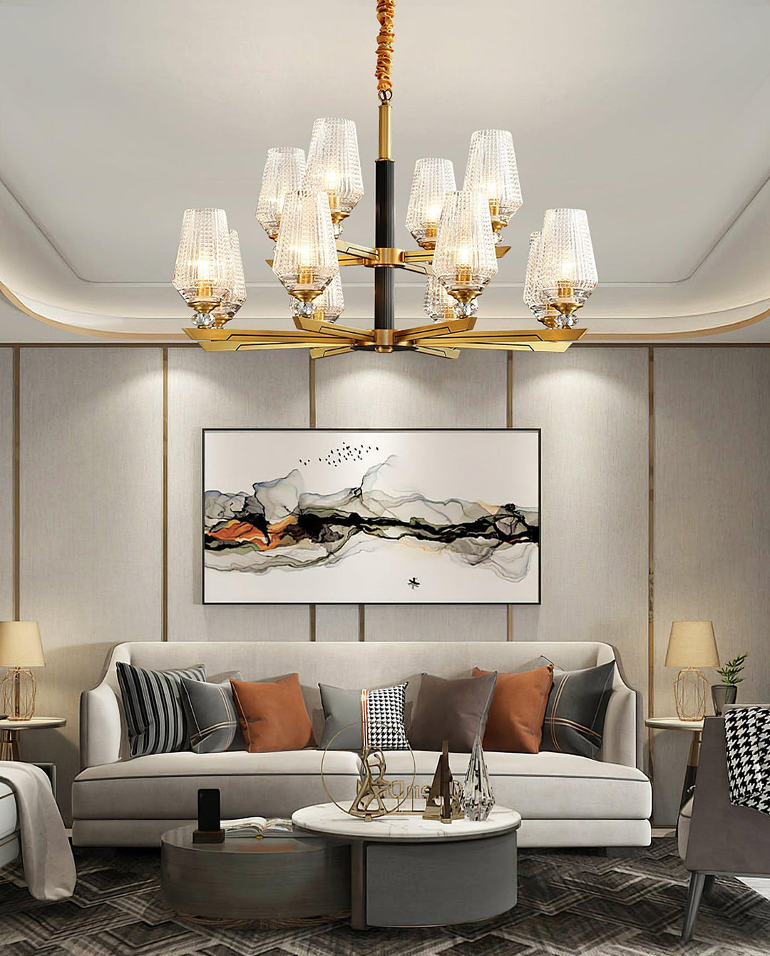 Orrefors Brass Chandelier - Vakkerlight