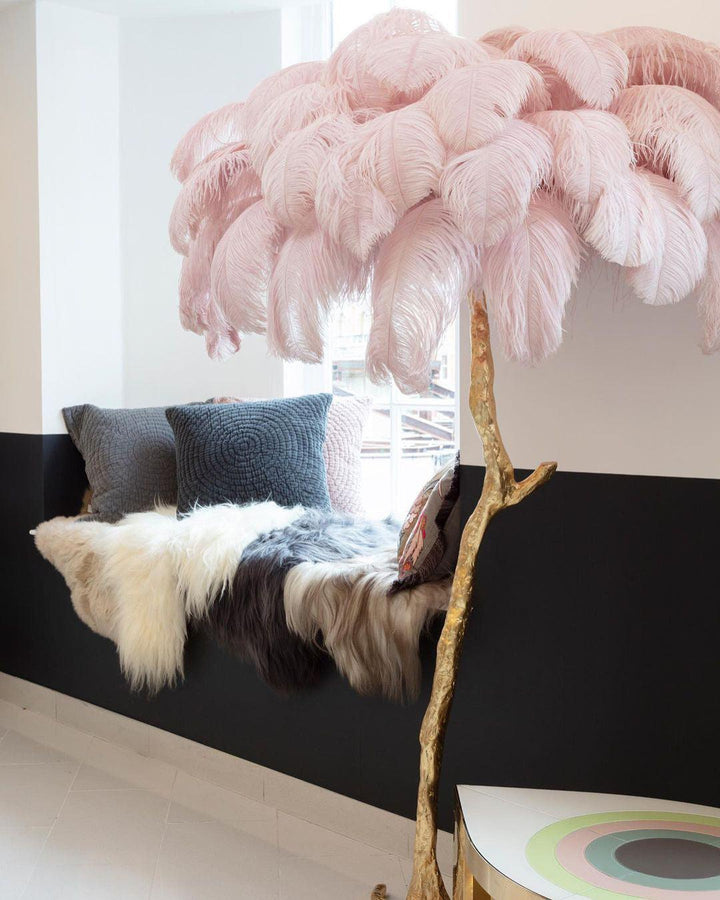 Ostrich Feather Brass Floor Lamp - Vakkerlight