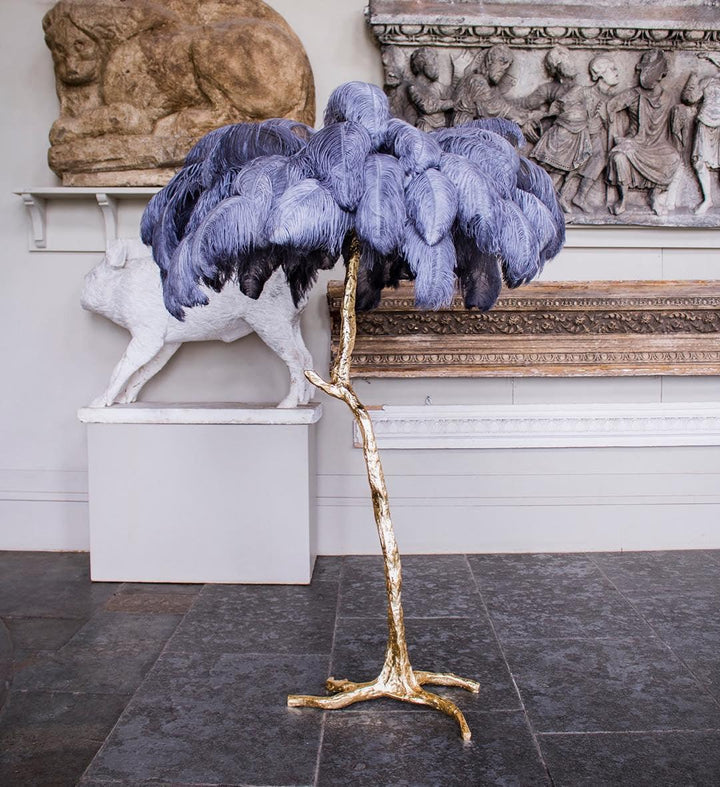 Ostrich Feather Brass Floor Lamp - Vakkerlight