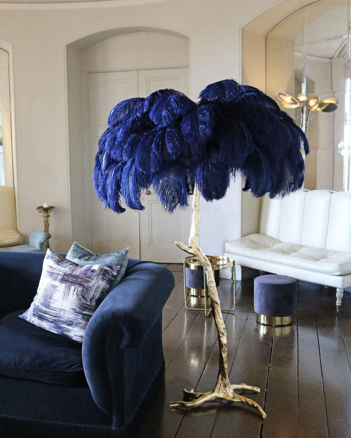 Ostrich Feather Brass Floor Lamp - Vakkerlight