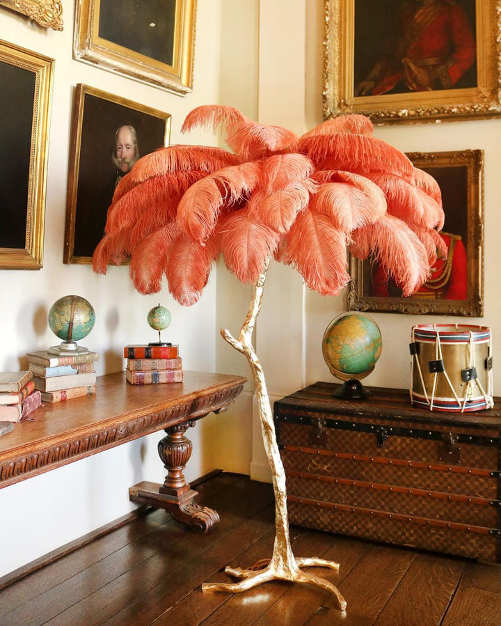 Ostrich Feather Brass Floor Lamp - Vakkerlight