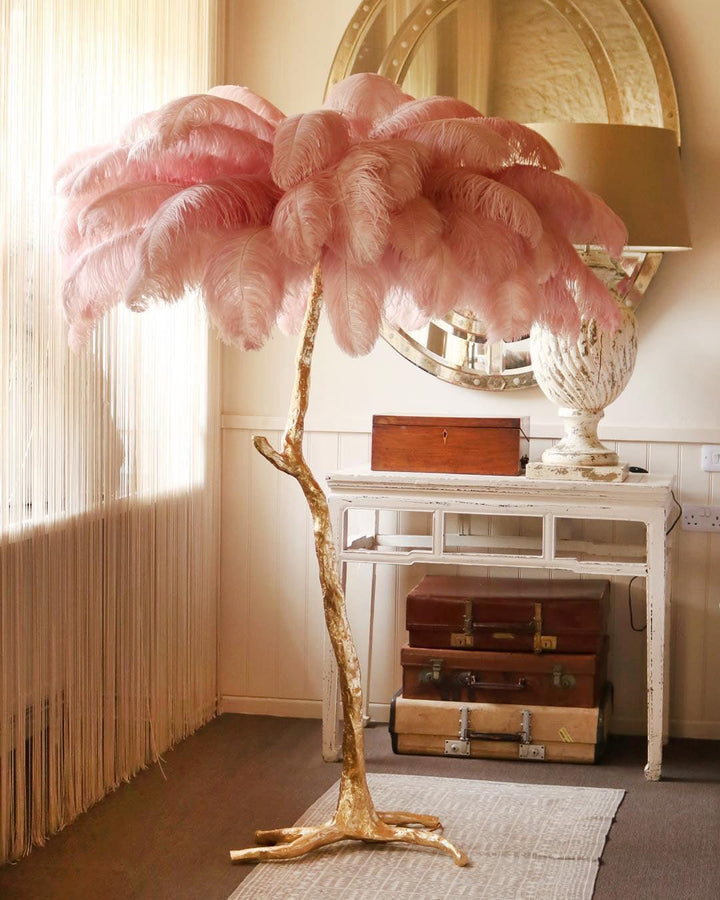 Ostrich Feather Brass Floor Lamp - Vakkerlight