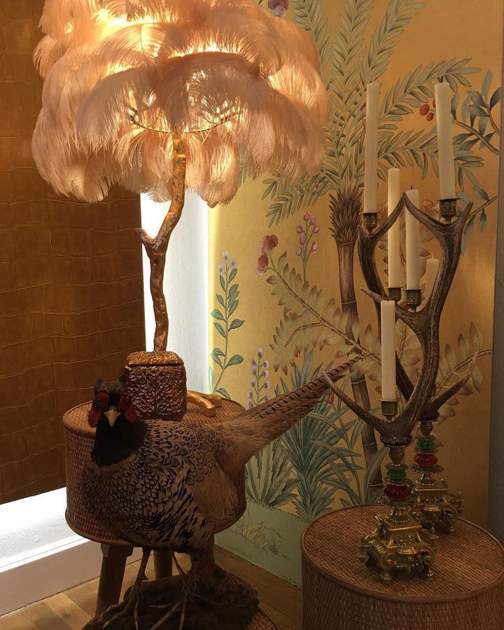 Ostrich Feather Brass Floor Lamp - Vakkerlight