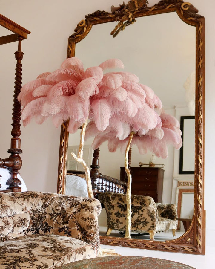 Ostrich Feather Brass Floor Lamp - Vakkerlight