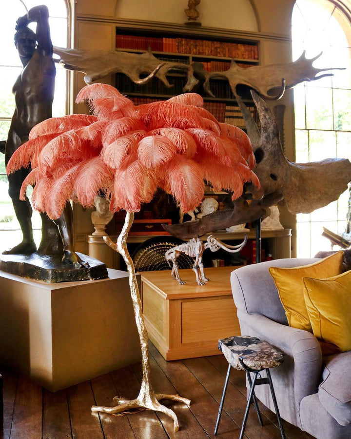 Ostrich Feather Brass Floor Lamp - Vakkerlight