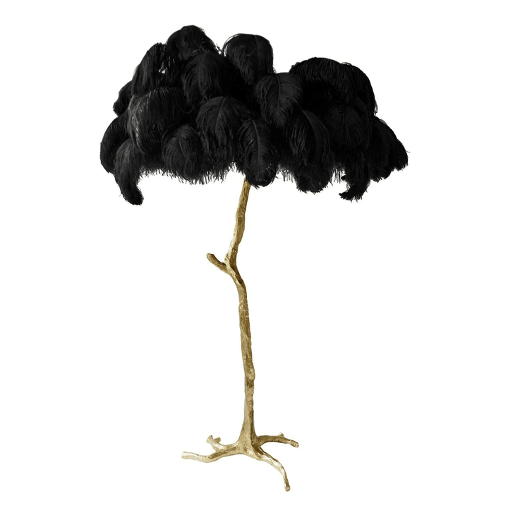 Ostrich Feather Brass Floor Lamp - Vakkerlight