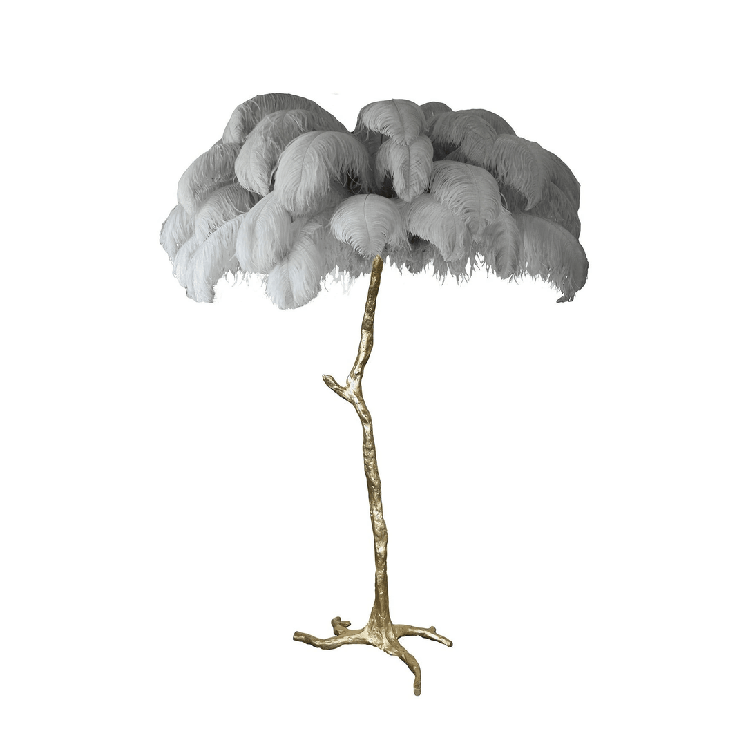 Ostrich Feather Brass Floor Lamp - Vakkerlight