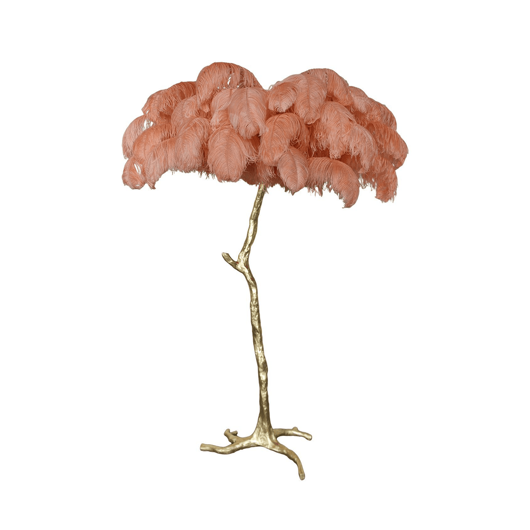 Ostrich Feather Brass Floor Lamp - Vakkerlight