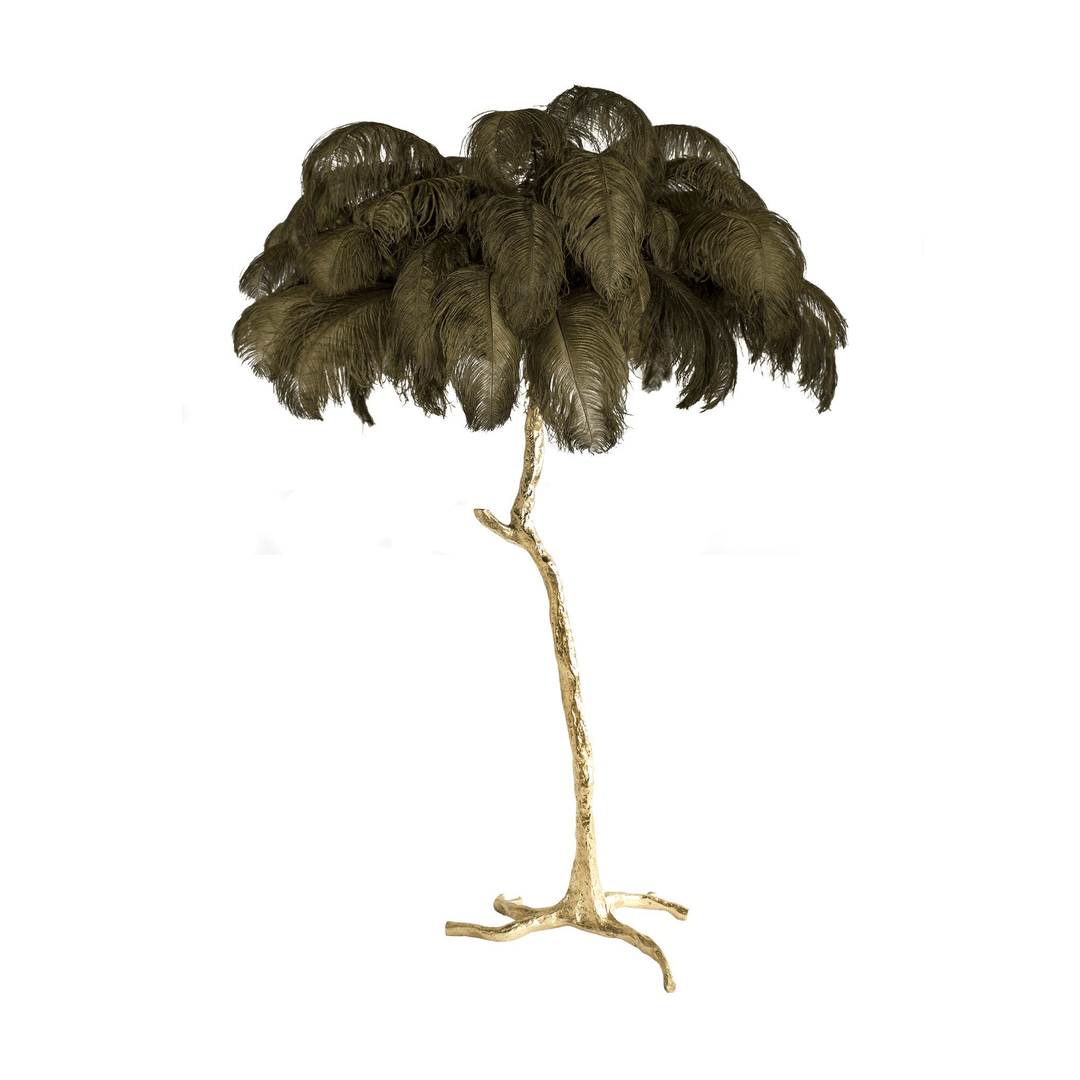 Ostrich Feather Brass Floor Lamp - Vakkerlight