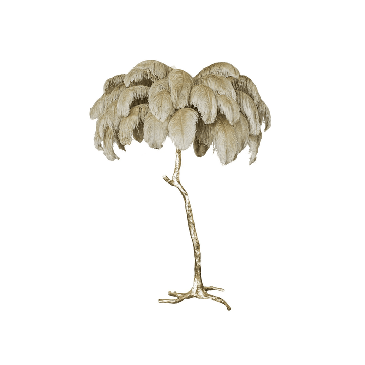 Ostrich Feather Brass Floor Lamp - Vakkerlight