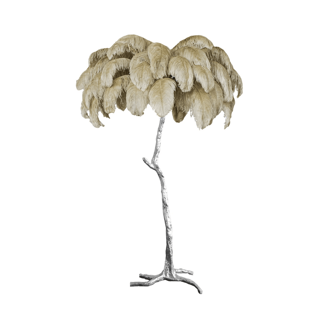 Ostrich Feather Brass Floor Lamp - Vakkerlight