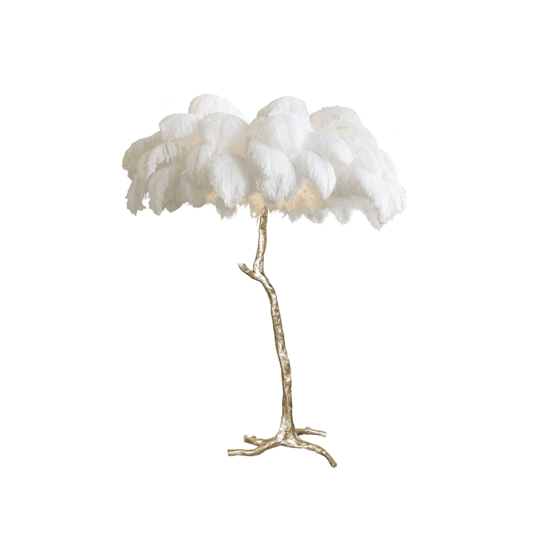 Ostrich Feather Brass Floor Lamp - Vakkerlight