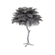 Lámpara de mesa de plumas de avestruz
