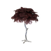 Lámpara de mesa de plumas de avestruz