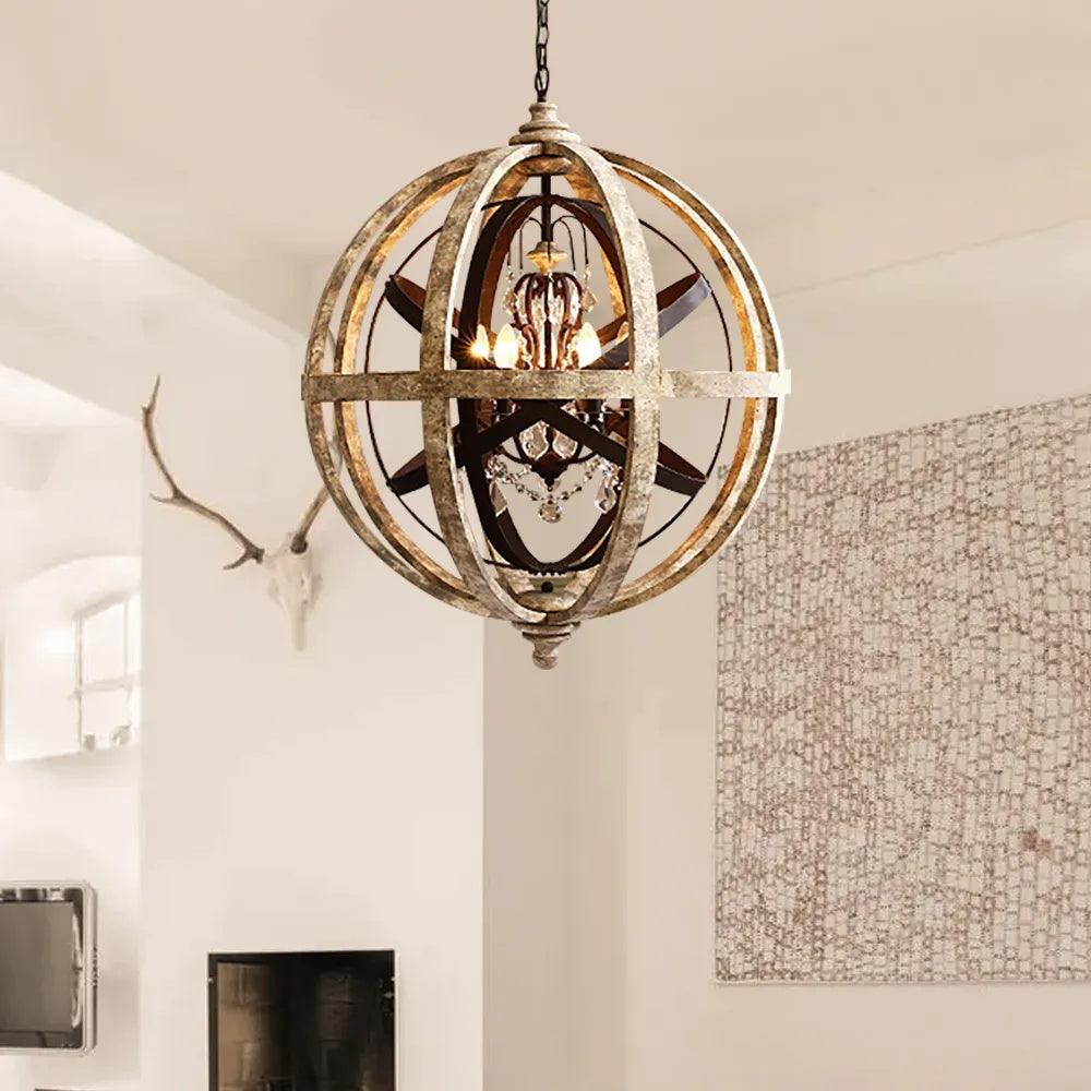 Retro Globe Weathered Chandelier - Vakkerlight