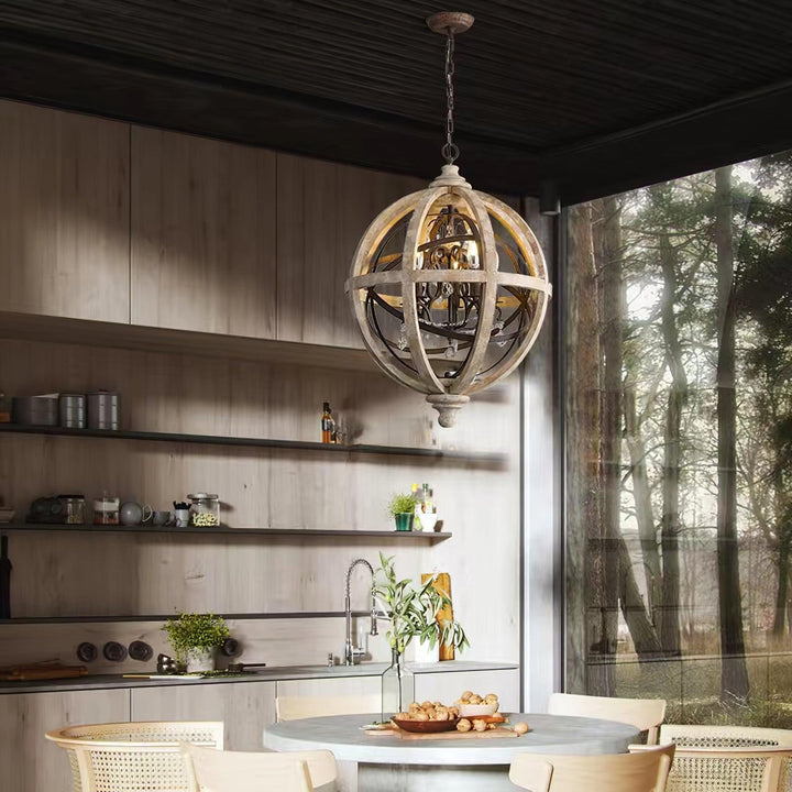 Retro Globe Weathered Chandelier - Vakkerlight